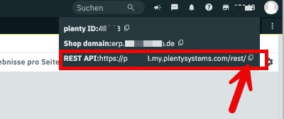 REST-API-URL im PlentyOne-Menü finden